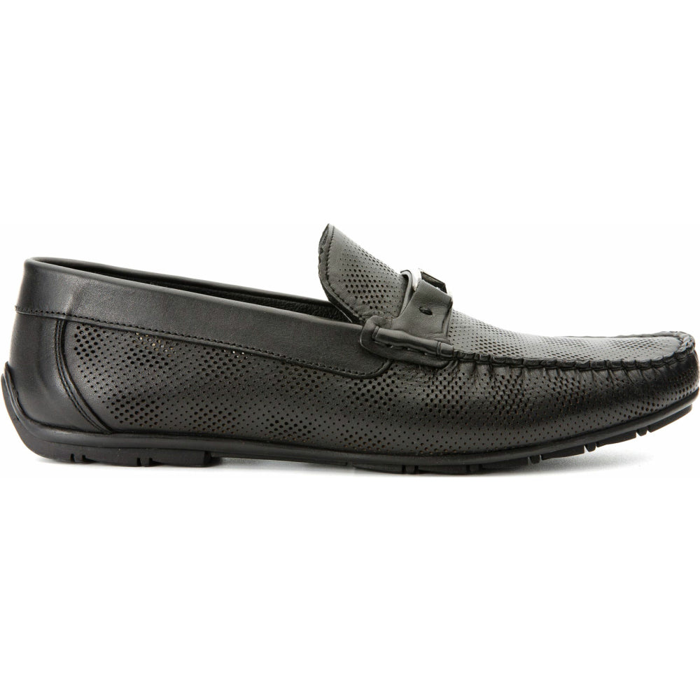 Vinci Leather The Riobamba Black Leather Bit Loafer (11087)