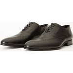 Vinci Leather The Roma Black Leather Wingtip Oxford Shoe (10724)