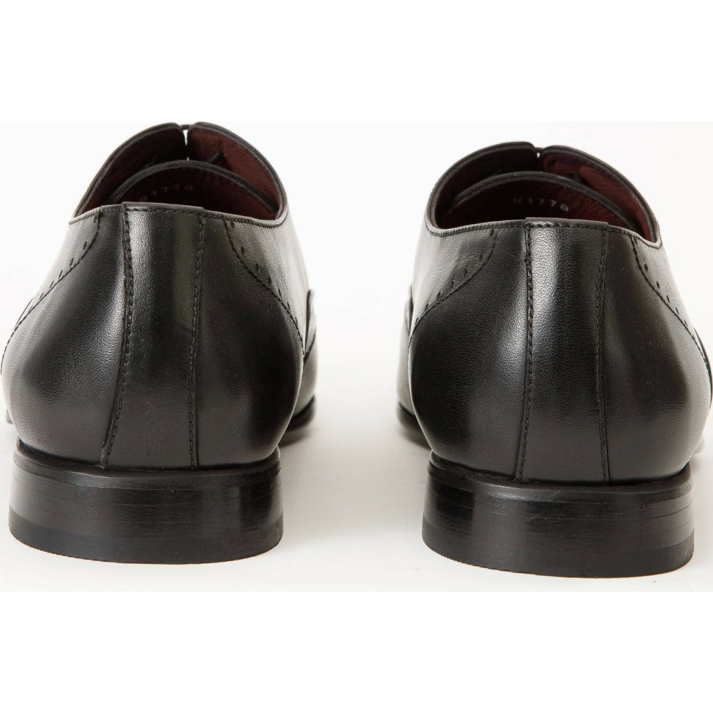 Vinci Leather The Roma Black Leather Wingtip Oxford Shoe (10724)