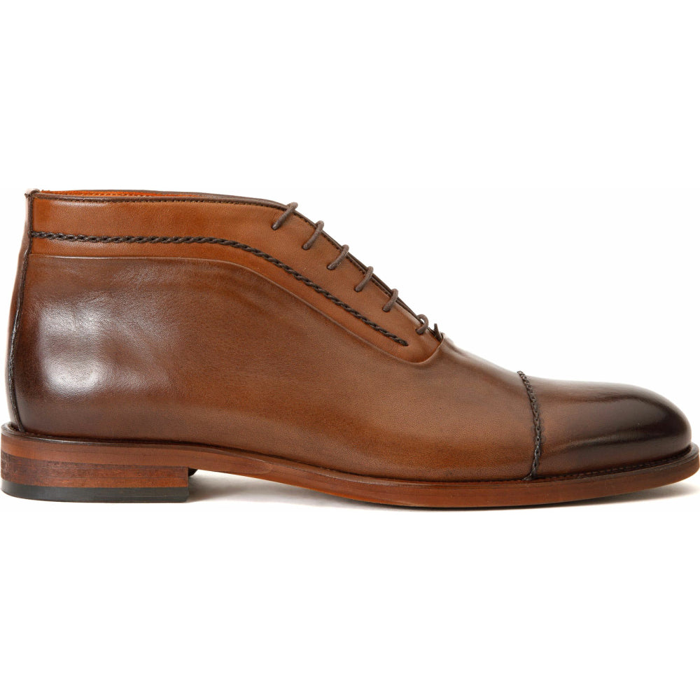 Vinci Leather The Rome Brown Leather Oxford Cap-toe Boot (X-4023)
