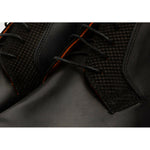 Vinci Leather The Romto Black Leather Derby Lace-up Boot With A Zipper (X-558)