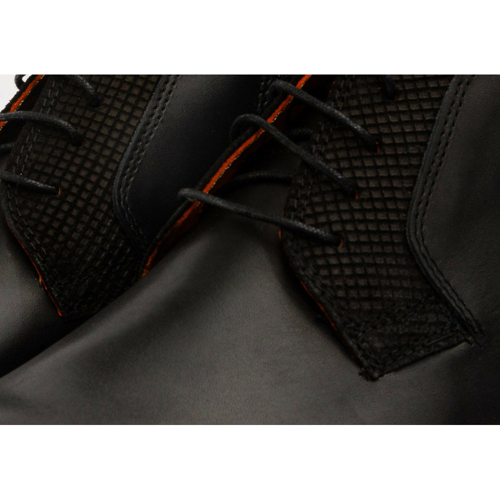 Vinci Leather The Romto Black Leather Derby Lace-up Boot With A Zipper (X-558)