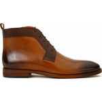 Vinci Leather The Romto Brown Leather Derby Lace-up Boot With A Zipper (X-558)