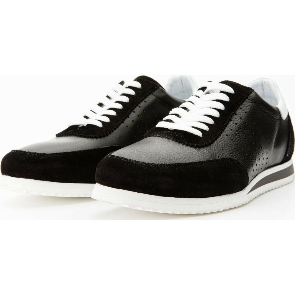 Vinci Leather The Rotello Black Leather Sneaker (11108)