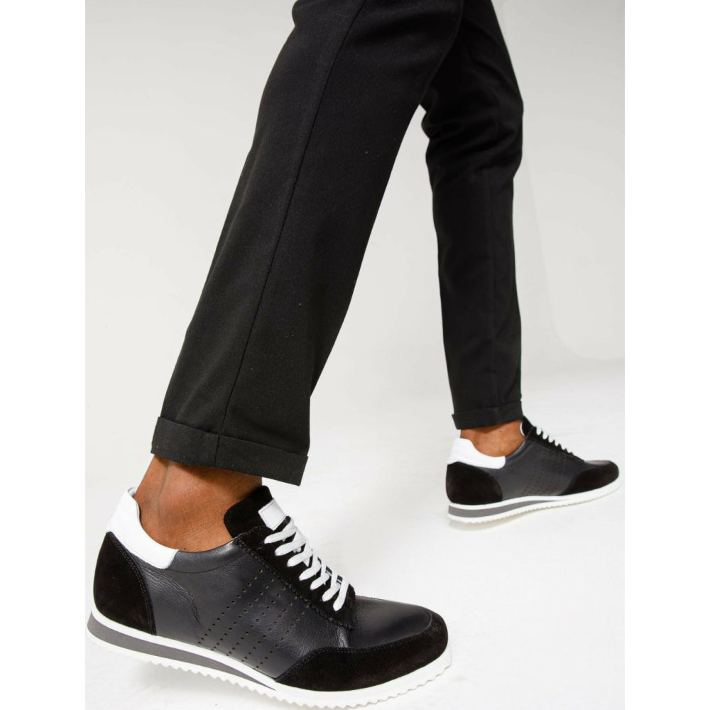 Vinci Leather The Rotello Black Leather Sneaker (11108)