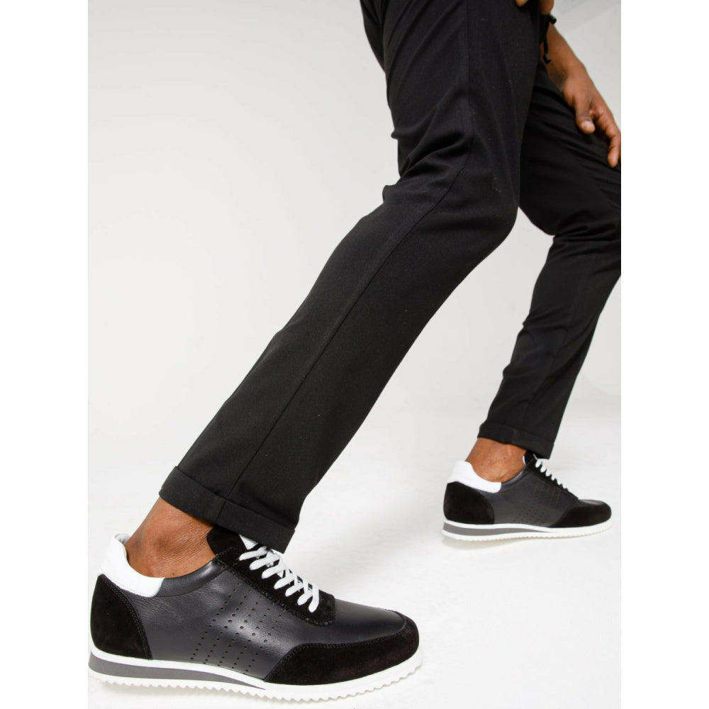 Vinci Leather The Rotello Black Leather Sneaker (11108)