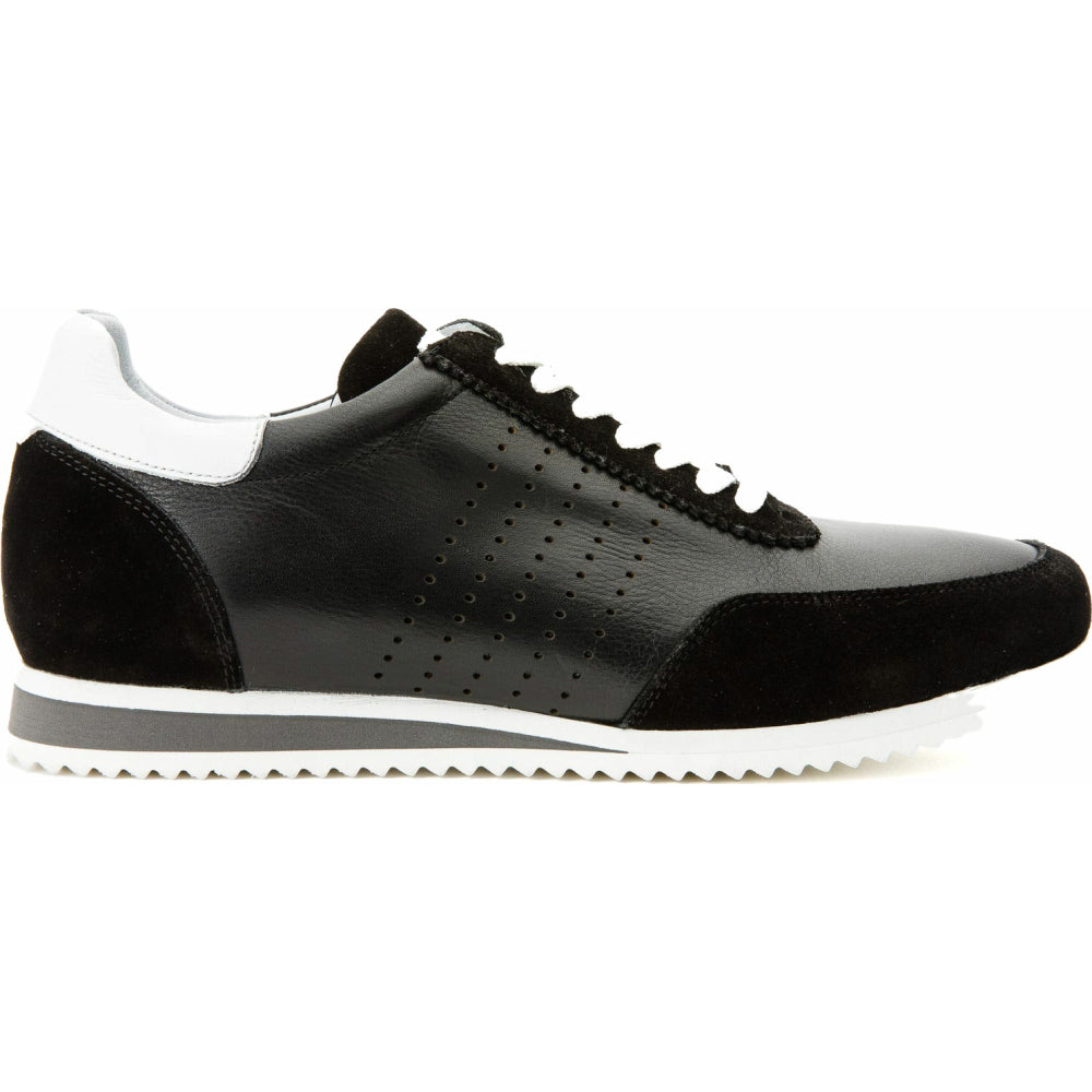 Vinci Leather The Rotello Black Leather Sneaker (11108)