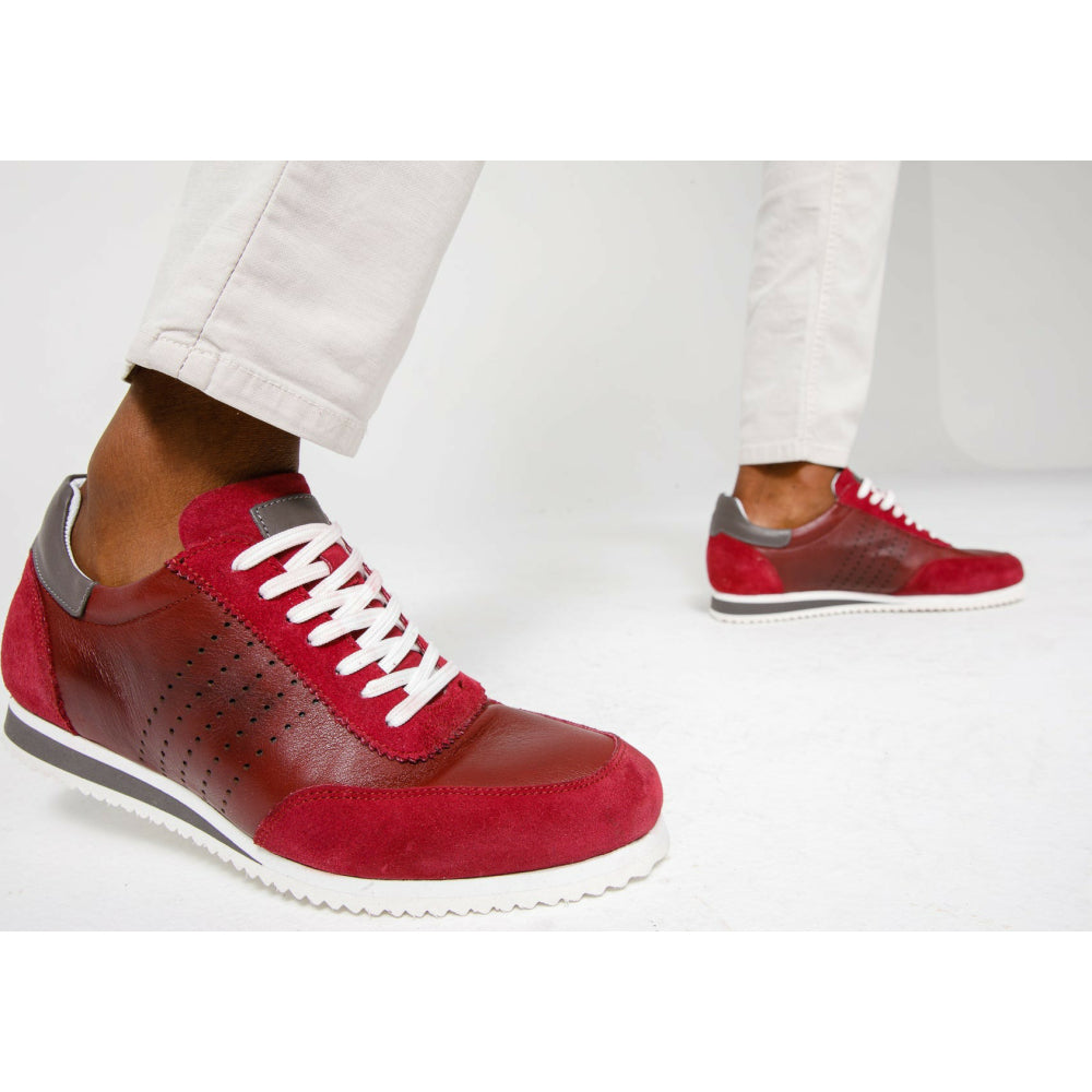 Vinci Leather The Rotello Burgundy Leather Sneaker (11108)