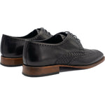 Vinci Leather The Rover Black Leather Wingtip Semi Brogue Shoe (16016)