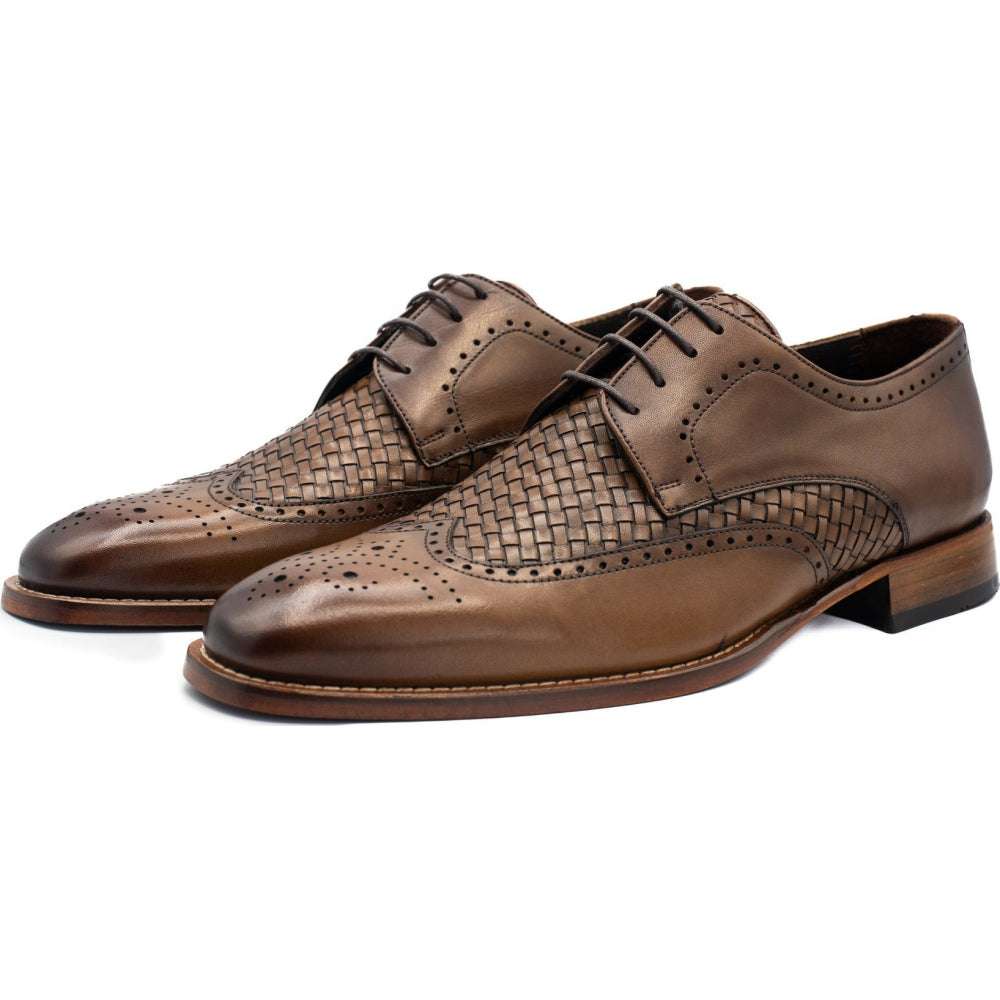Vinci Leather The Rover Brown Leather Wingtip Semi Brogue Shoe (16016)