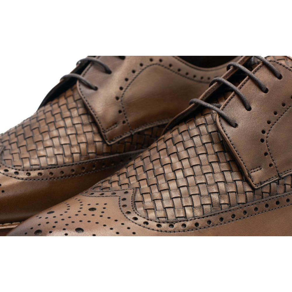 Vinci Leather The Rover Brown Leather Wingtip Semi Brogue Shoe (16016)