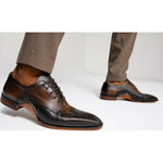 Vinci Leather The Royal Hand Craft Black / Brown Wingtip Oxford Shoe (E-005)