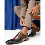 Vinci Leather The Royal Hand Craft Black / Brown Wingtip Oxford Shoe (E-005)