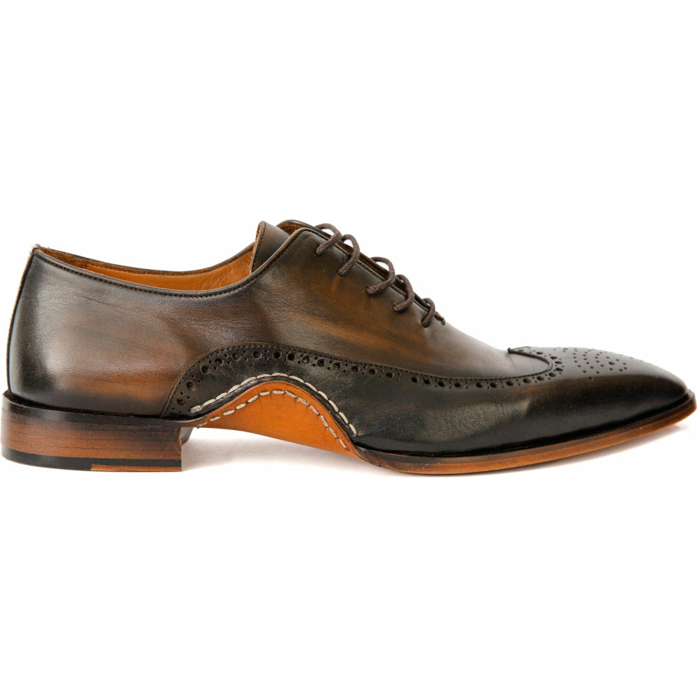 Vinci Leather The Royal Hand Craft Black / Brown Wingtip Oxford Shoe (E-005)