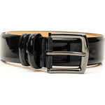 Vinci Leather The Royal Hand Craft Black Patent Leather Belt
