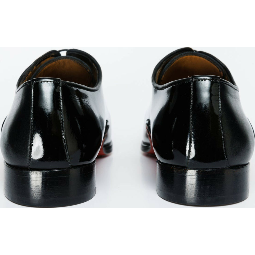 Vinci Leather The Royal Hand Craft Black Patent Leather Plain Toe Oxford Shoe (4202)