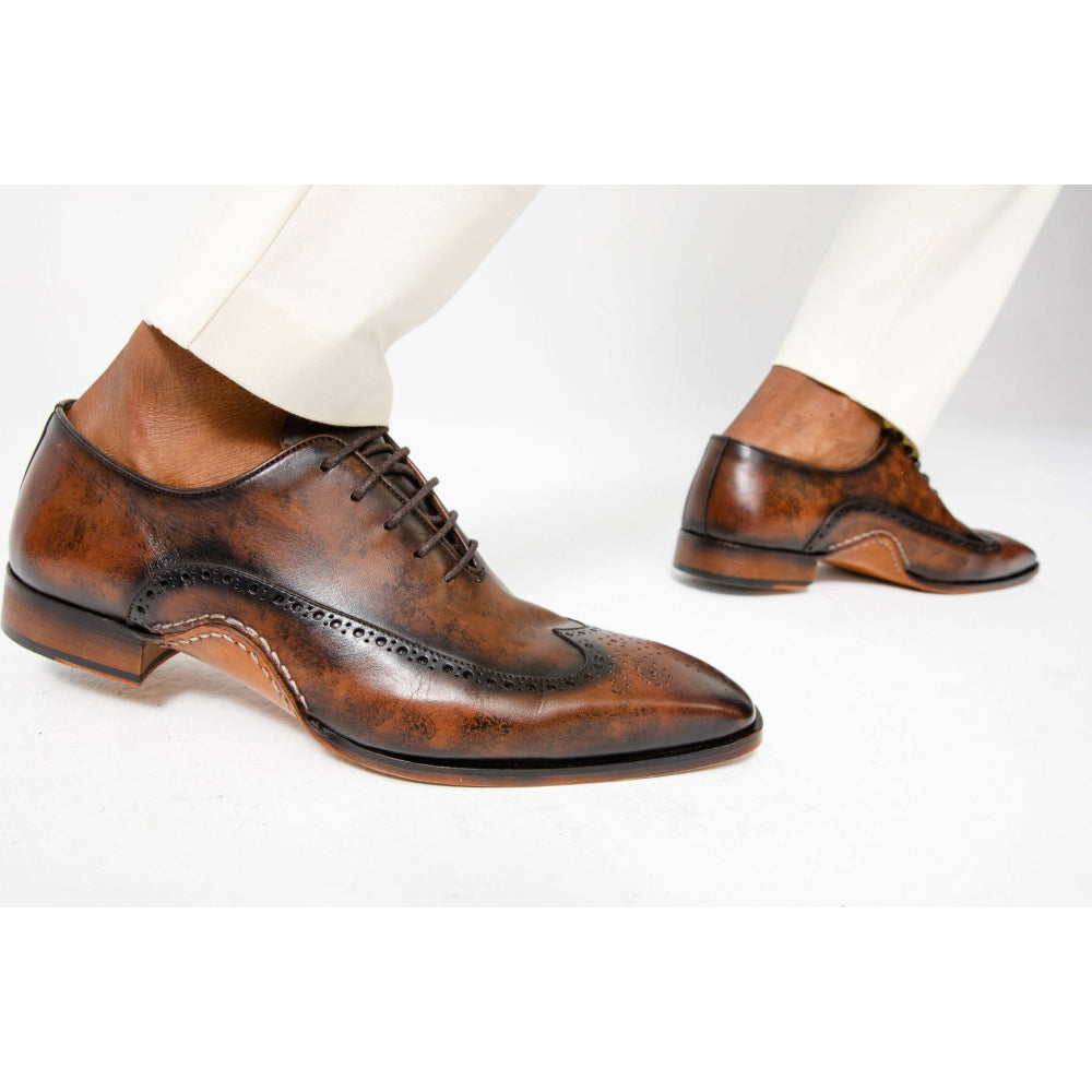 Vinci Leather The Royal Hand Craft Brown Wingtip Oxford Shoe (E-005)