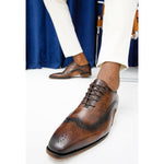 Vinci Leather The Royal Hand Craft Brown Wingtip Oxford Shoe (E-005)