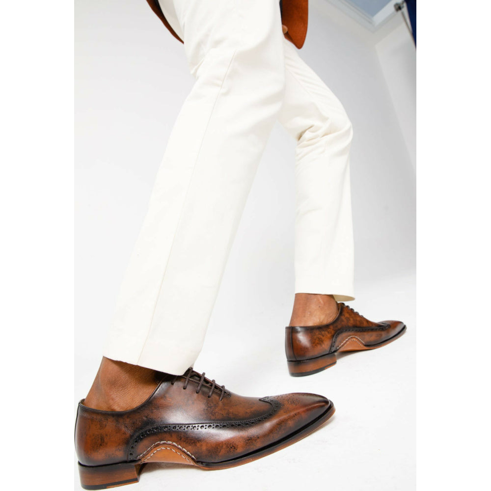 Vinci Leather The Royal Hand Craft Brown Wingtip Oxford Shoe (E-005)