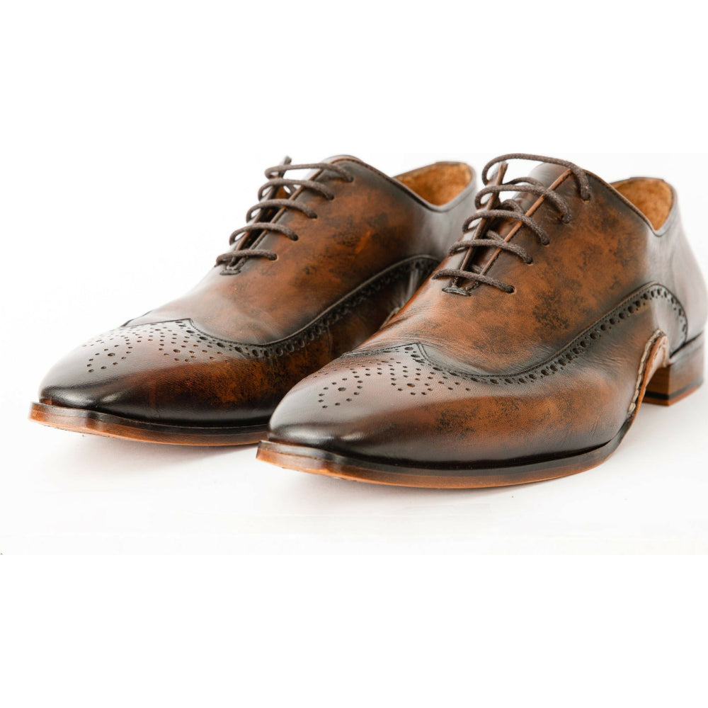 Vinci Leather The Royal Hand Craft Brown Wingtip Oxford Shoe (E-005)
