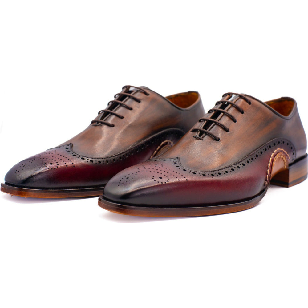 Vinci Leather The Royal Hand Craft Burgundy Wingtip Oxford Shoe (E-005)