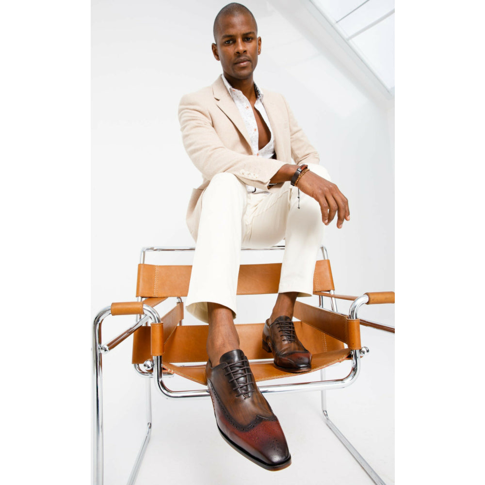 Vinci Leather The Royal Hand Craft Burgundy Wingtip Oxford Shoe (E-005)