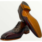 Vinci Leather The Royal Hand Craft Burgundy Wingtip Oxford Shoe (E-005)