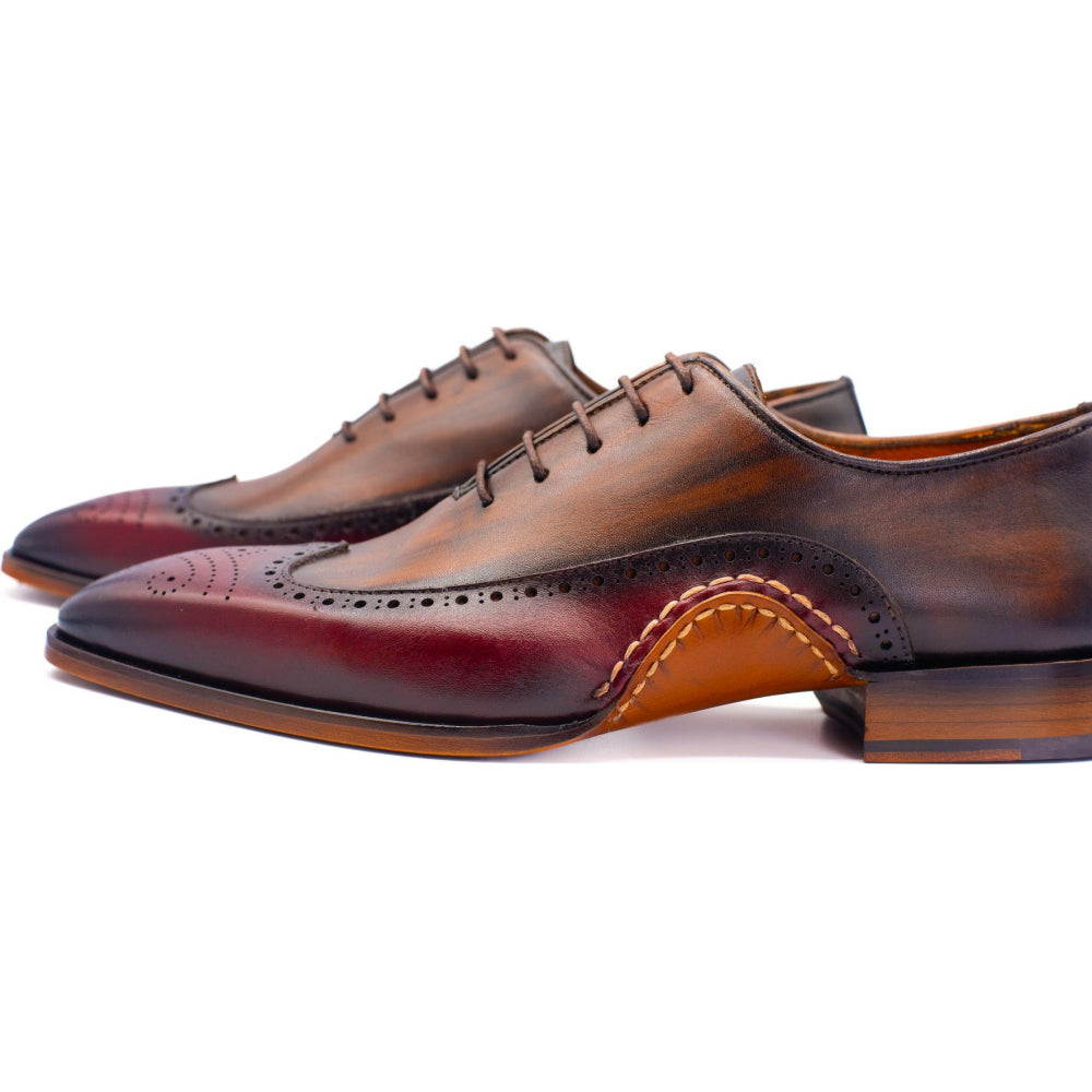 Vinci Leather The Royal Hand Craft Burgundy Wingtip Oxford Shoe (E-005)