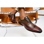 Vinci Leather The Royal Hand Craft Burgundy Wingtip Oxford Shoe (E-005)
