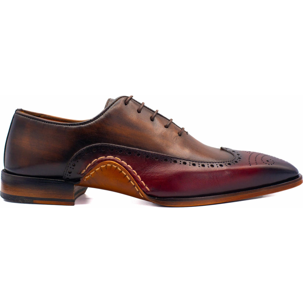 Vinci Leather The Royal Hand Craft Burgundy Wingtip Oxford Shoe (E-005)