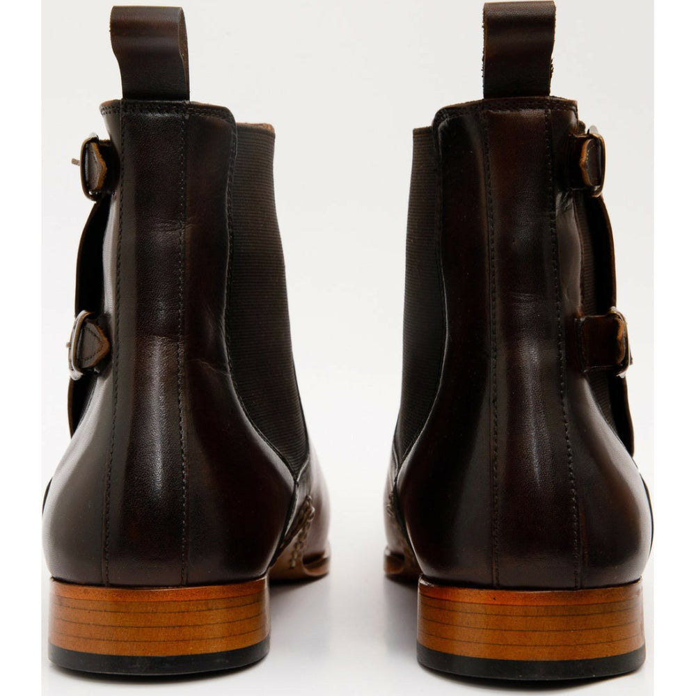 Vinci Leather The Royal Hand Craft Cognac Leather Double-buckle Chelsea Boot (V-03 6826)