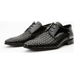 Vinci Leather The Safaga Black Woven Derby Shoe (2096)