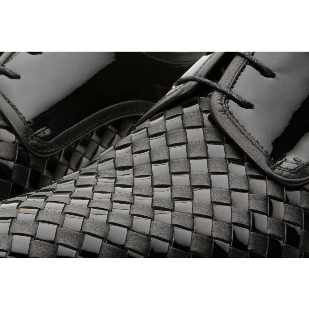 Vinci Leather The Safaga Black Woven Derby Shoe (2096)