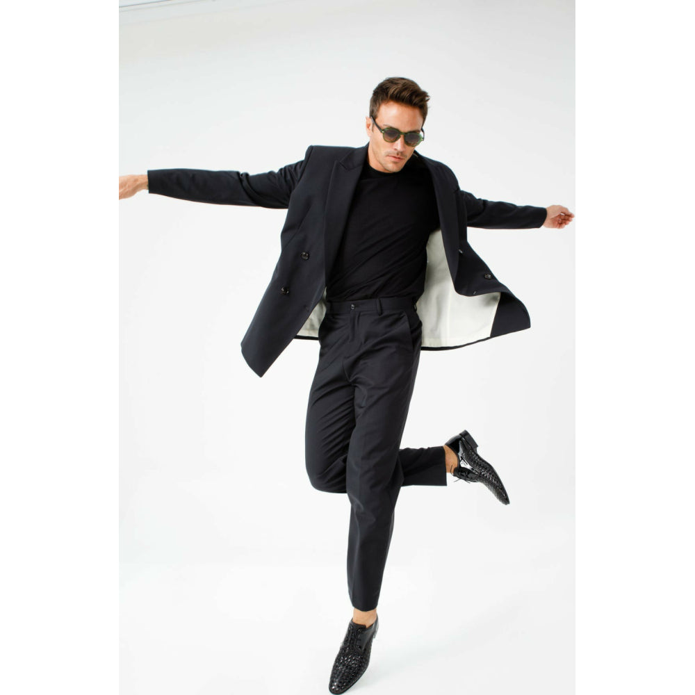 Vinci Leather The Safaga Black Woven Derby Shoe (2096)