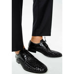 Vinci Leather The Safaga Black Woven Derby Shoe (2096)