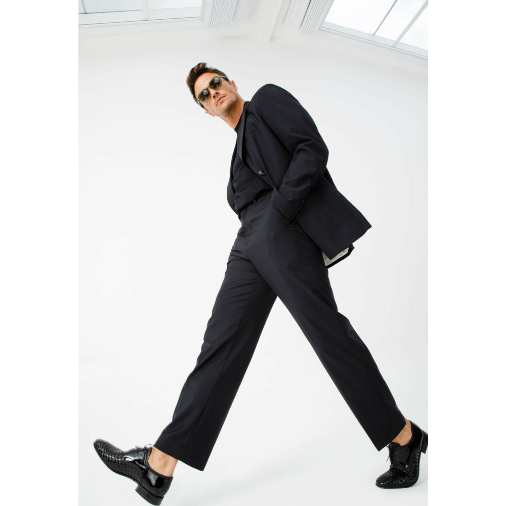 Vinci Leather The Safaga Black Woven Derby Shoe (2096)