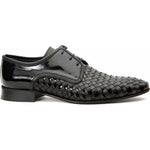 Vinci Leather The Safaga Black Woven Derby Shoe (2096)