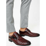 Vinci Leather The Safaga Burgundy Woven Derby Shoe (2096)