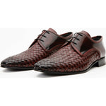 Vinci Leather The Safaga Burgundy Woven Derby Shoe (2096)