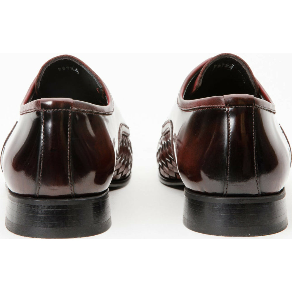 Vinci Leather The Safaga Burgundy Woven Derby Shoe (2096)