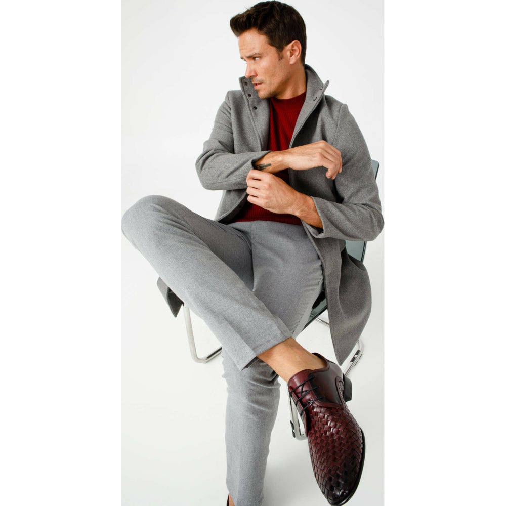 Vinci Leather The Safaga Burgundy Woven Derby Shoe (2096)