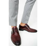 Vinci Leather The Safaga Burgundy Woven Derby Shoe (2096)