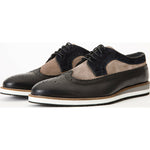 Vinci Leather The Samako Black Leather Wingtip Semi Brogue Derby Shoe (11235)