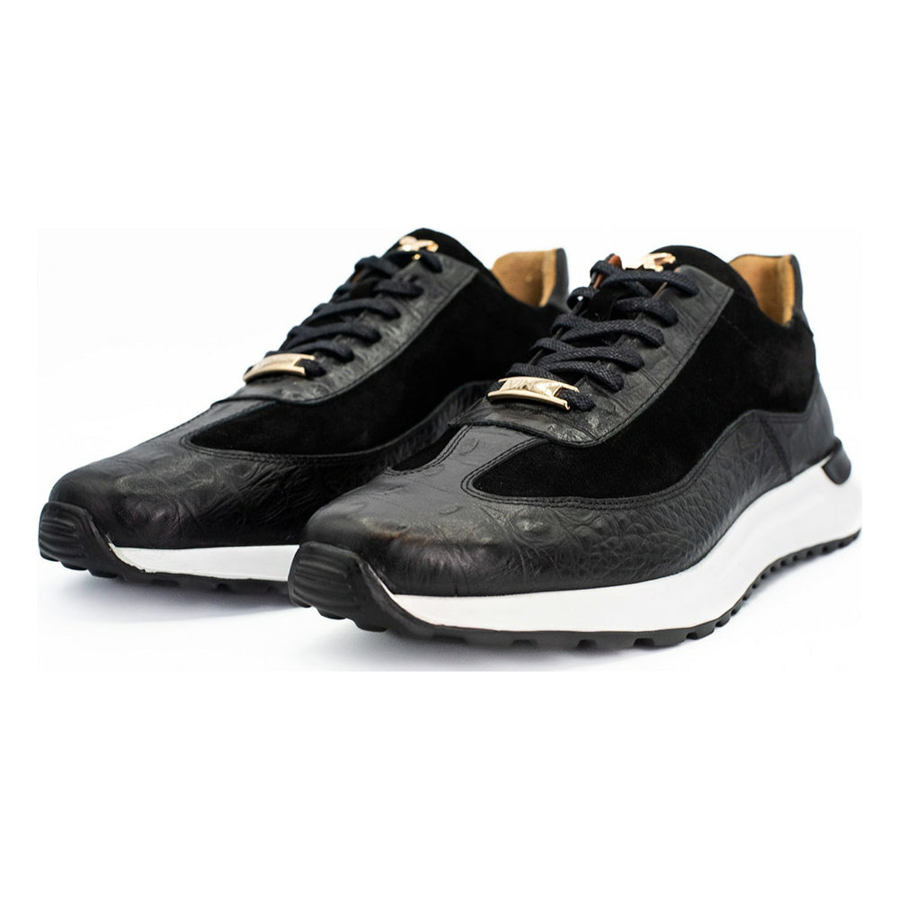 Vinci Leather The Savamala Black Leather Sneaker (18618 S-1)