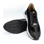 Vinci Leather The Savamala Black Leather Sneaker (18618 S-1)