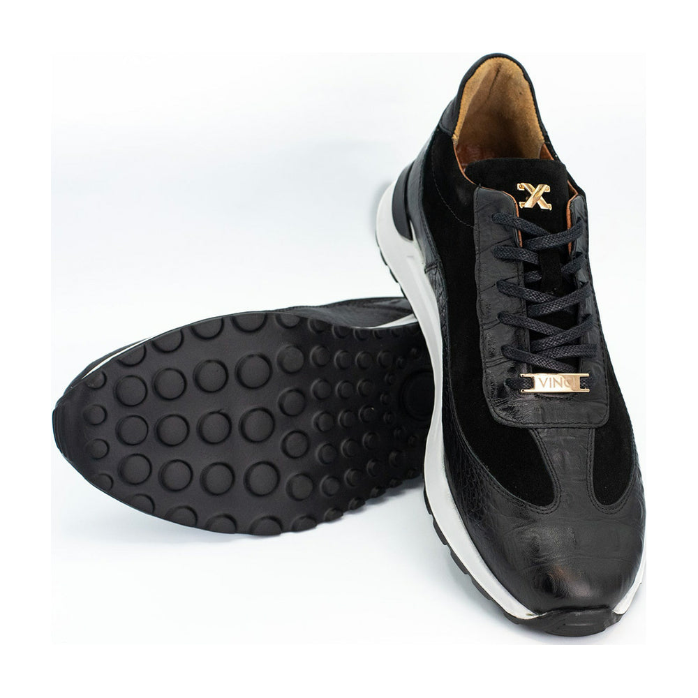 Vinci Leather The Savamala Black Leather Sneaker (18618 S-1)