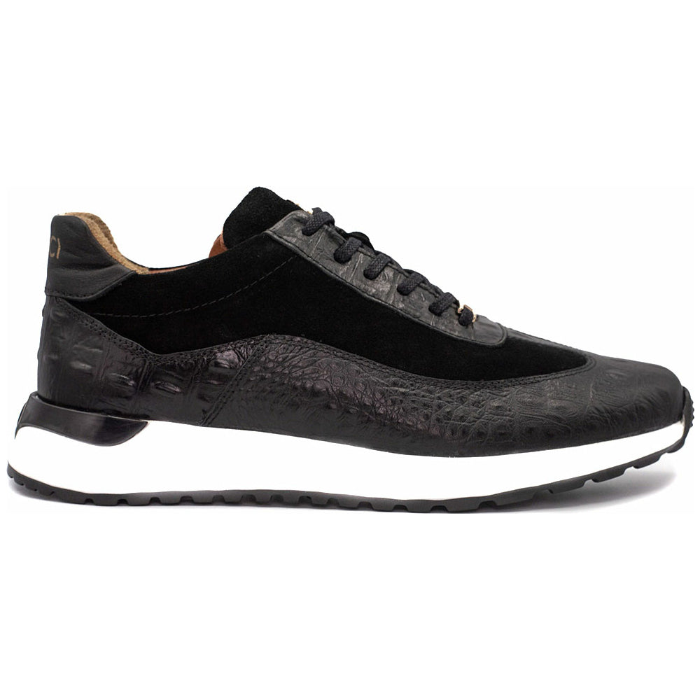 Vinci Leather The Savamala Black Leather Sneaker (18618 S-1)