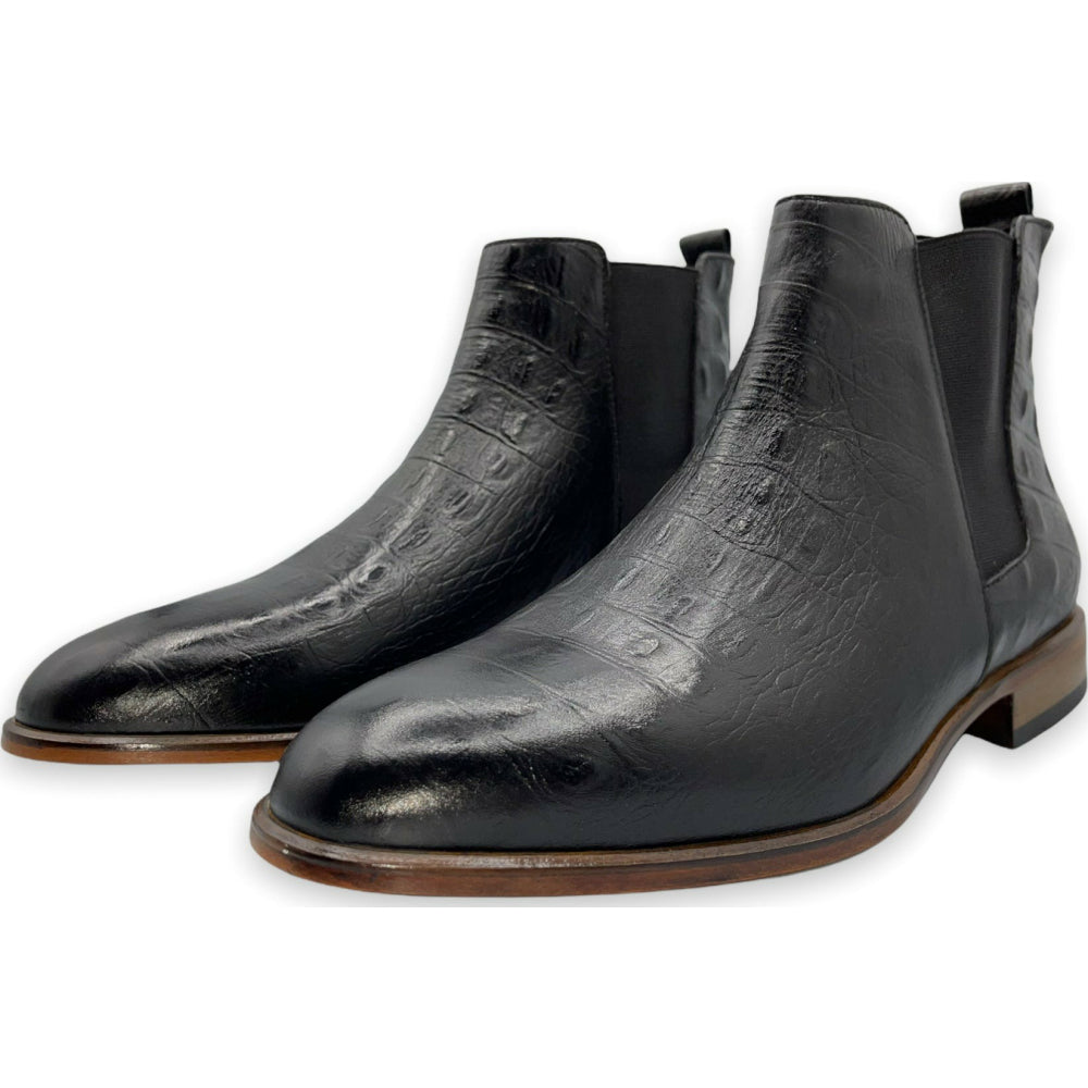 Vinci Leather The Sirocco Black Leather Chelsea Dress Boot (14546)