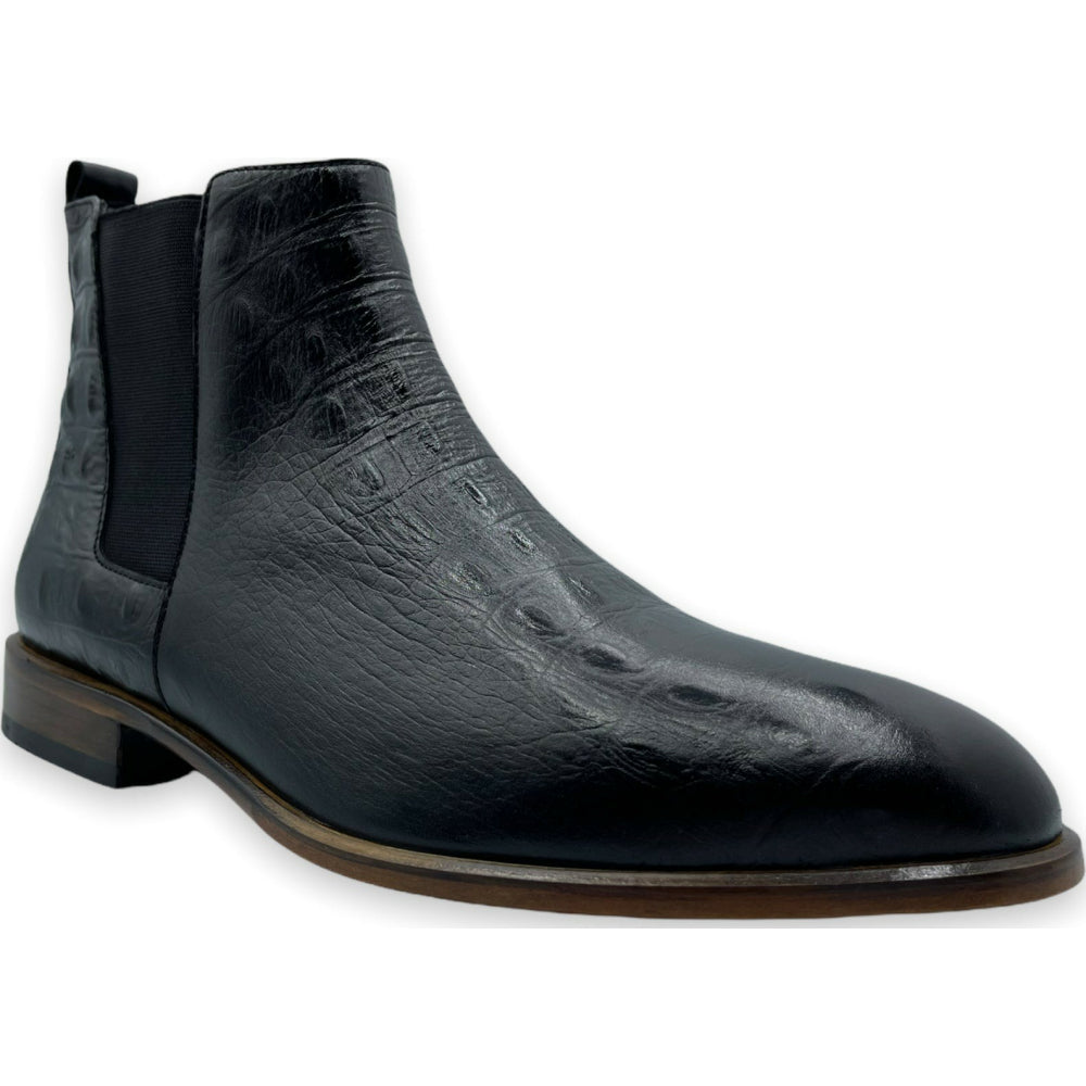Vinci Leather The Sirocco Black Leather Chelsea Dress Boot (14546)