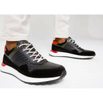 Vinci Leather The Sonoma Black / Red Leather Sneaker (15018)